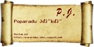 Poparadu Jákó névjegykártya